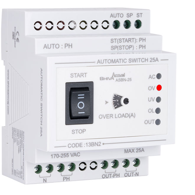 کنترل بار تک فاز 25 آمپر مدل ASBN-25 شیوا امواج