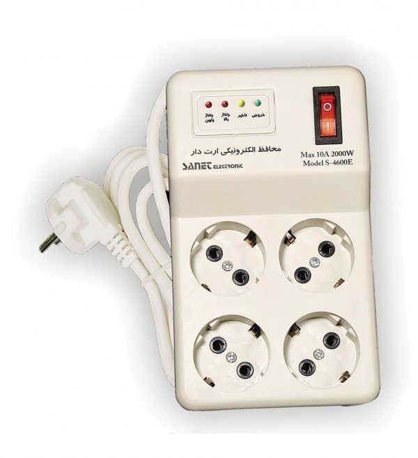 محافظ چهار پریز ارت دار استاندارد با کابل 3 متری ( یخچال فریزر ) صانت الکترونیک