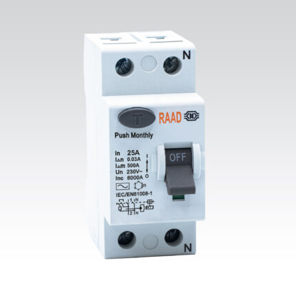 کلید محافظ جان ترکیبی 2 پل 30 میلی آمپر رعد مدل RB/RO- 2P-6~40 A-30mA