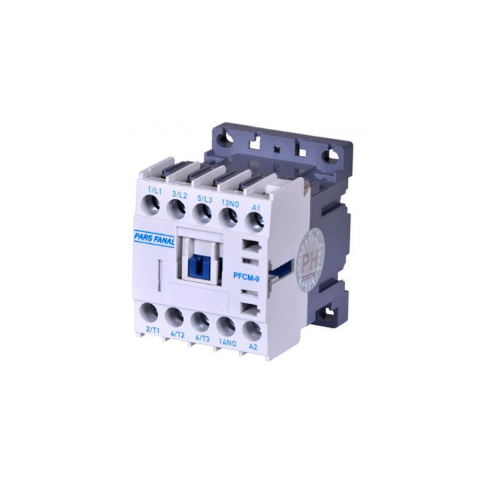 مینی کنتاکتور ( 4 کیلووات ) ( AC3 9 A ) ( AC1 20 A ) ( ولتاژ بوبین AC 220 ) ( 1 باز ) پارس فانال مدل PFCM-9